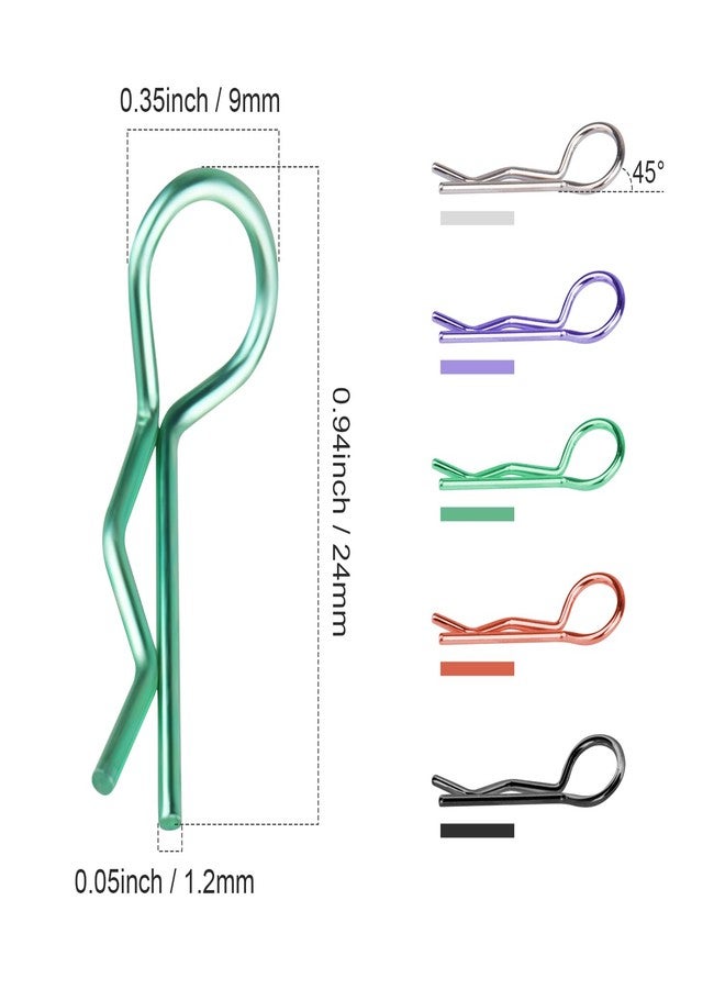 FriHobby 200 PCS Universal Bent RC Body Clips Colorful R Clips for All 1/10-1/16 Scale for Traxxas Redcat HPI Tamiya HSP Exceed RC Car Parts Crawler Truck Buggy Shell Replacement, 1.2 mm Rod - Image 3